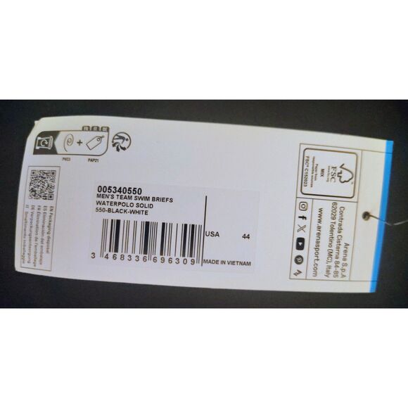 NWT Arena Team Solid Male Racer Swim Brief US Size 44 Black Carvico Performance - Picture 5 of 10